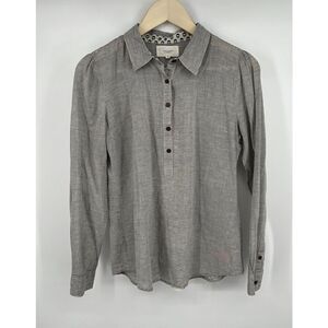 Birds of Paradise by Trovata Blouse Size Medium White Grey Lace